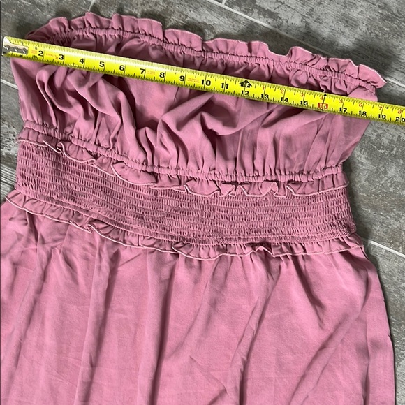 Pink Ruffled Strapless Dress - Picture 3 of 11